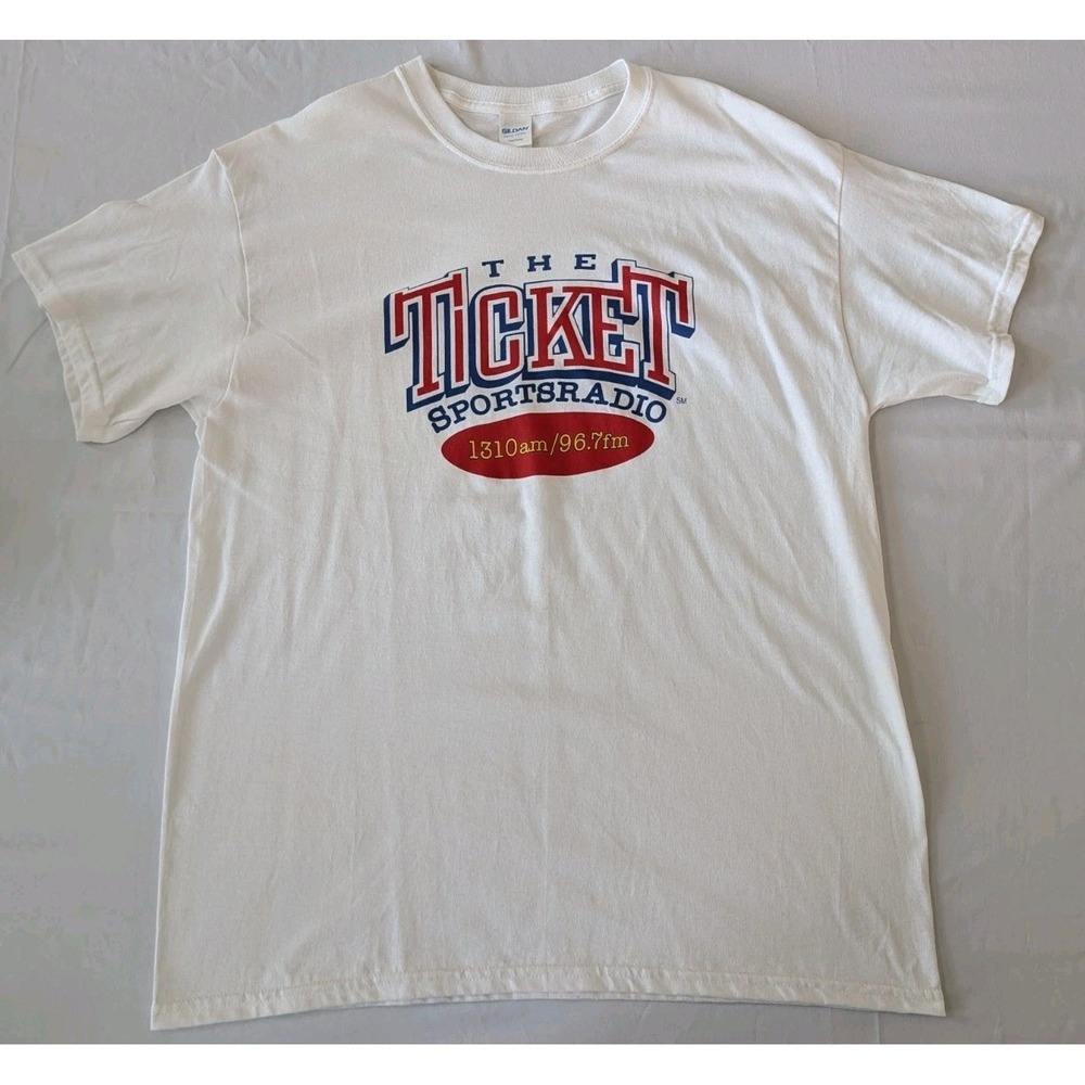 The Ticket Sports Radio T Shirt Mens Large White KTCK 1310 AM Dallas